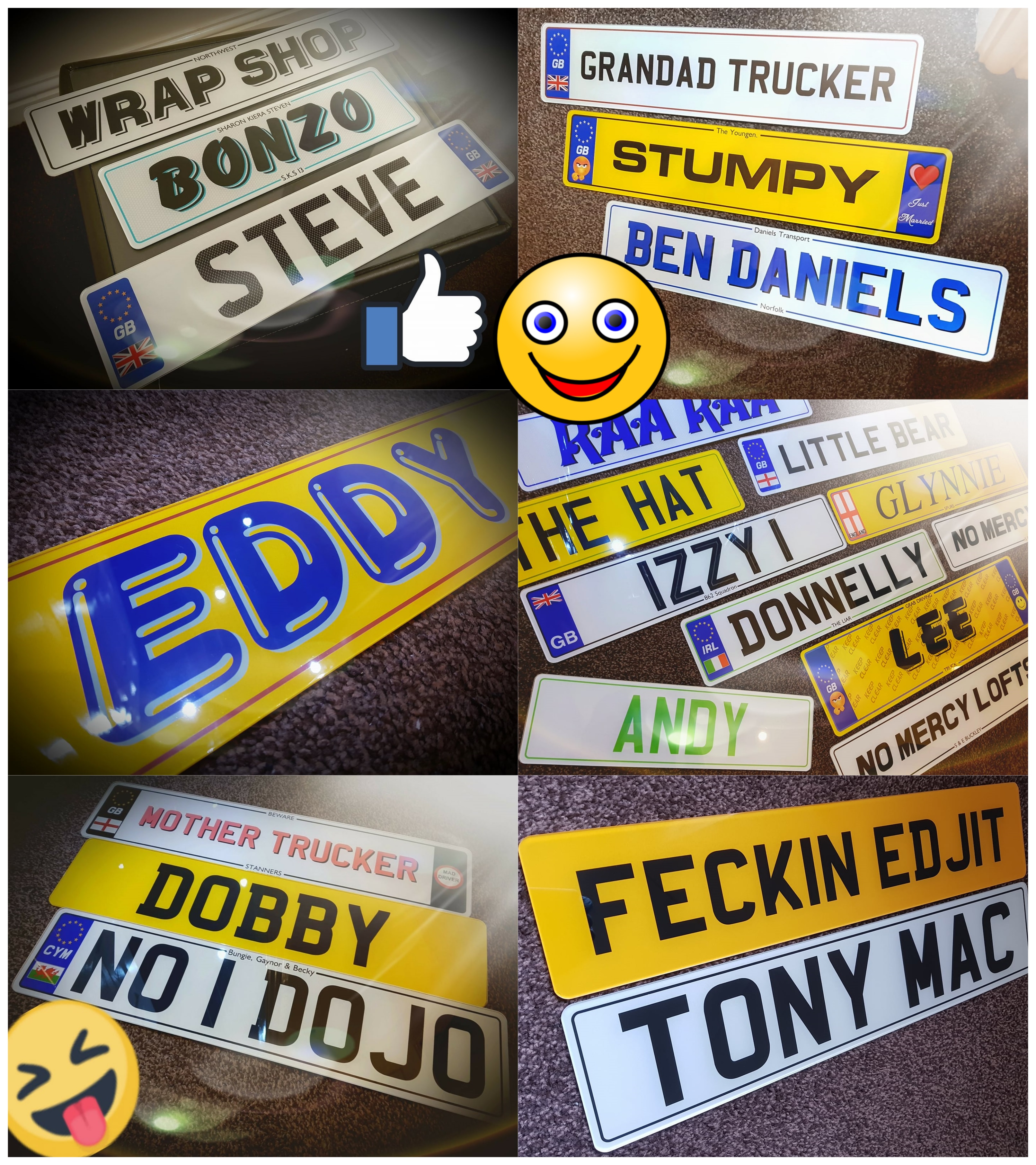 Examples of Novelty Number Plates